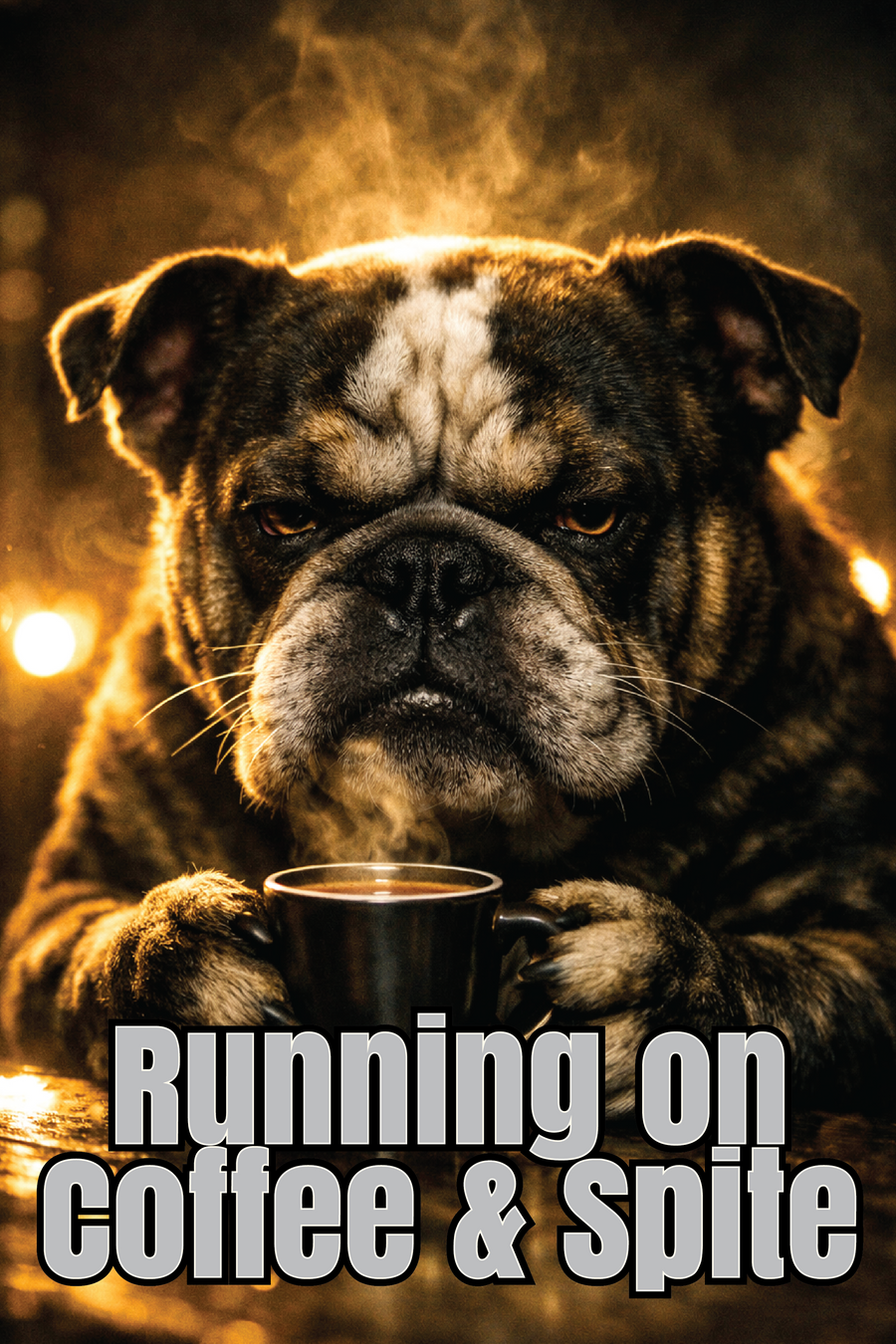 "Running on Coffee & Spite." 20x30cm FUNNY DOG METAL WALL-ART SIGN