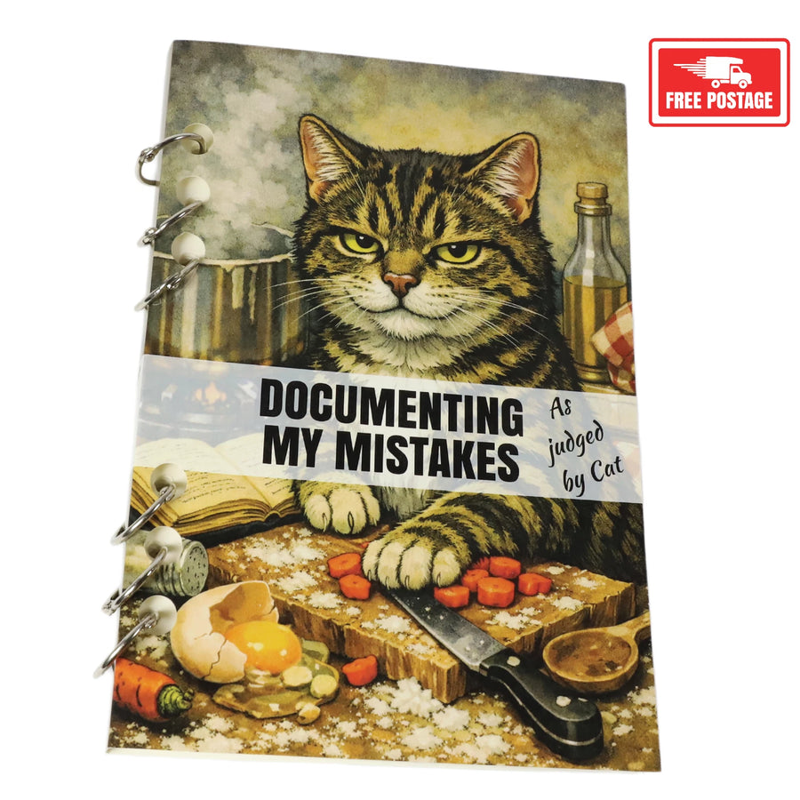 Documenting My Mistakes notebook cover - cat cooking