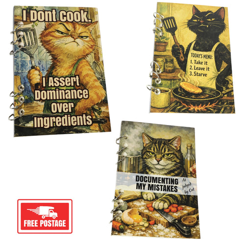 Novelty Cat's Kitchen Journal Selection Pack (3 Notebooks)