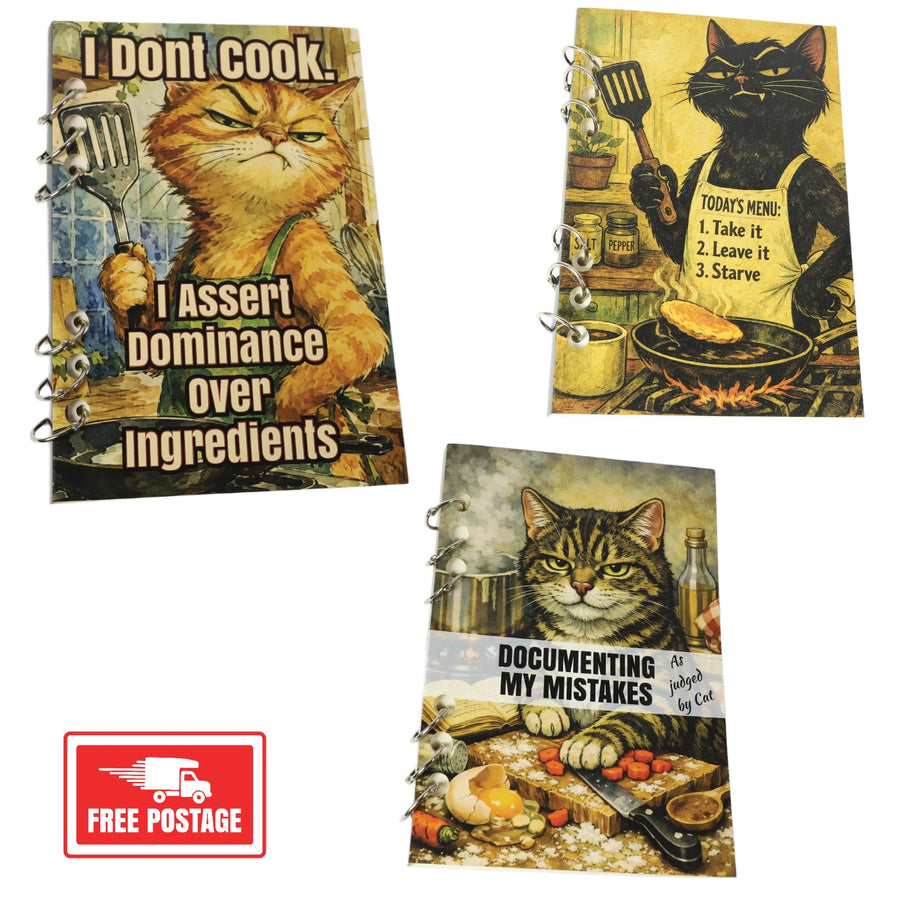 Novelty Cat's Kitchen Journal Selection Pack - all three notebooks combined
