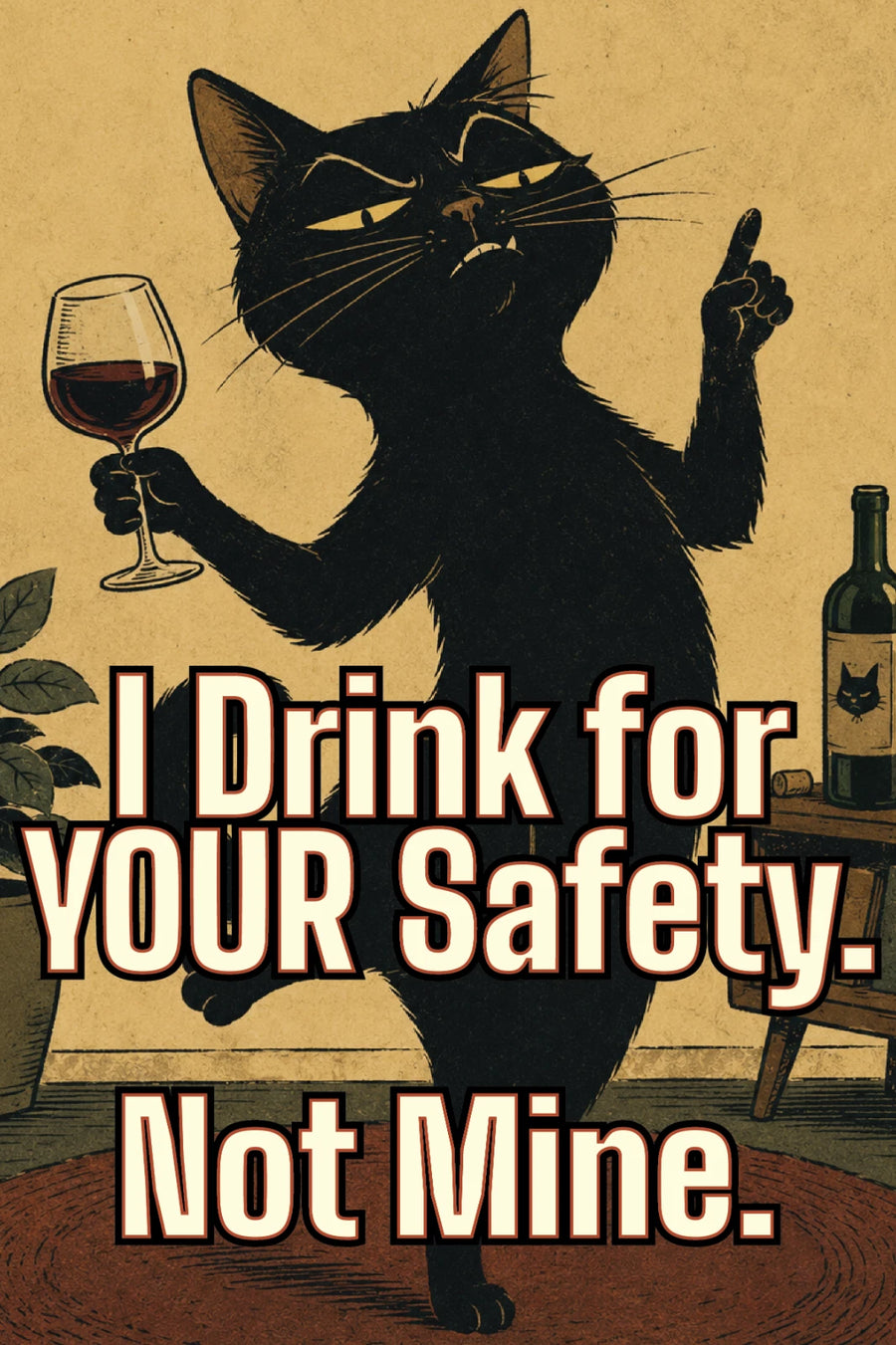 I Drink for Your Safety Not Mine metal sign on wall