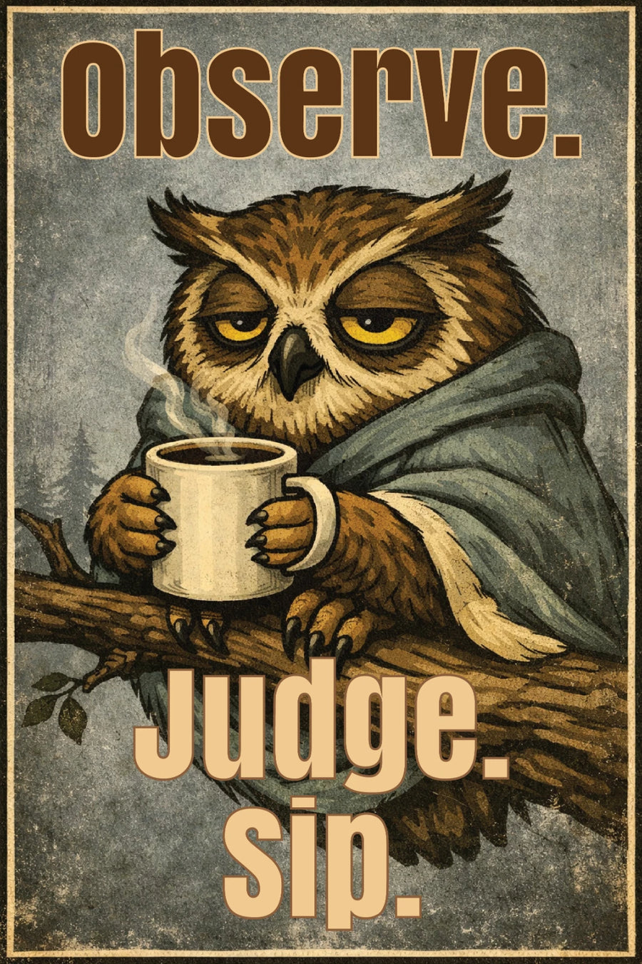Observe Judge Sip owl metal sign