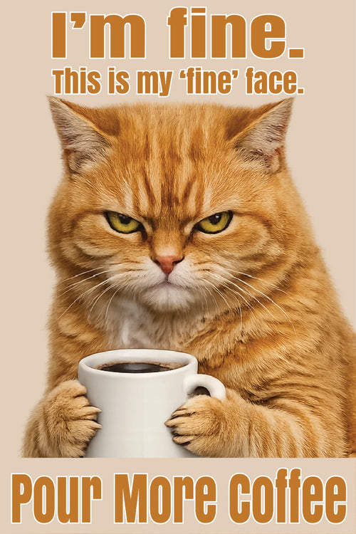 I'm Fine. This is my Fine Face. - Retro Cat Metal Sign