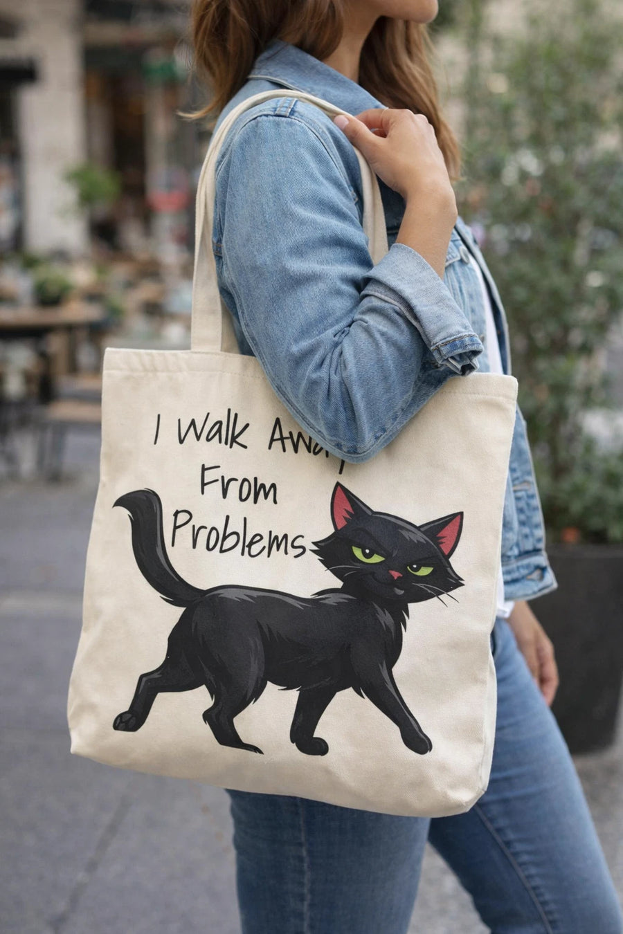 I Walk Away From Problems tote bag zip closure