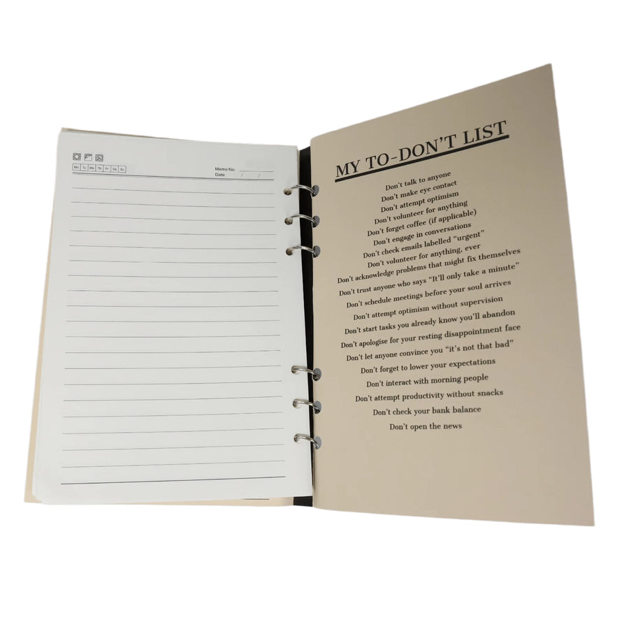 Notebook of Unimpressed Mornings pages