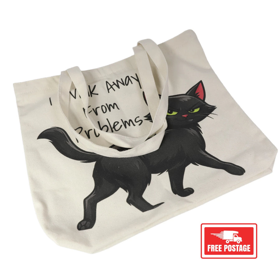 I Walk Away From Problems cat tote bag